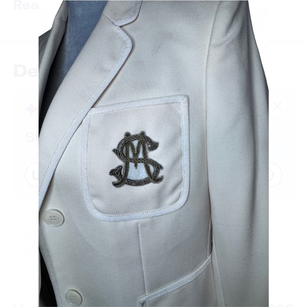 STELLA MCCARTNEY Cream Wool Crest Blazer (Retail $2,000+) - Picture 2 of 8